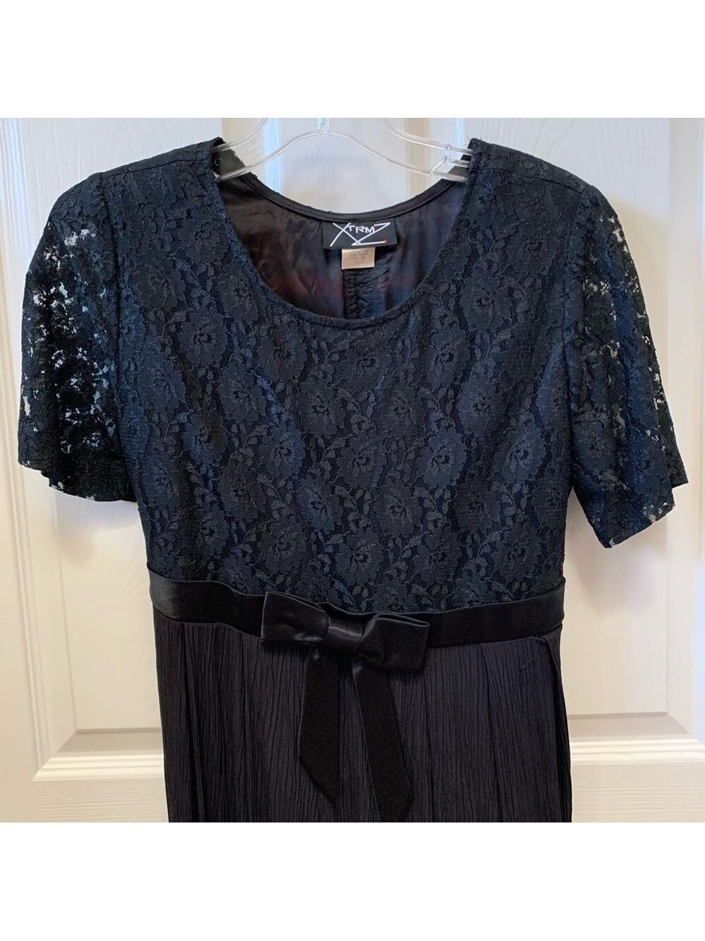 XTRMZ vintage evening cocktail dress satin lace crinkle skirt fall wedding